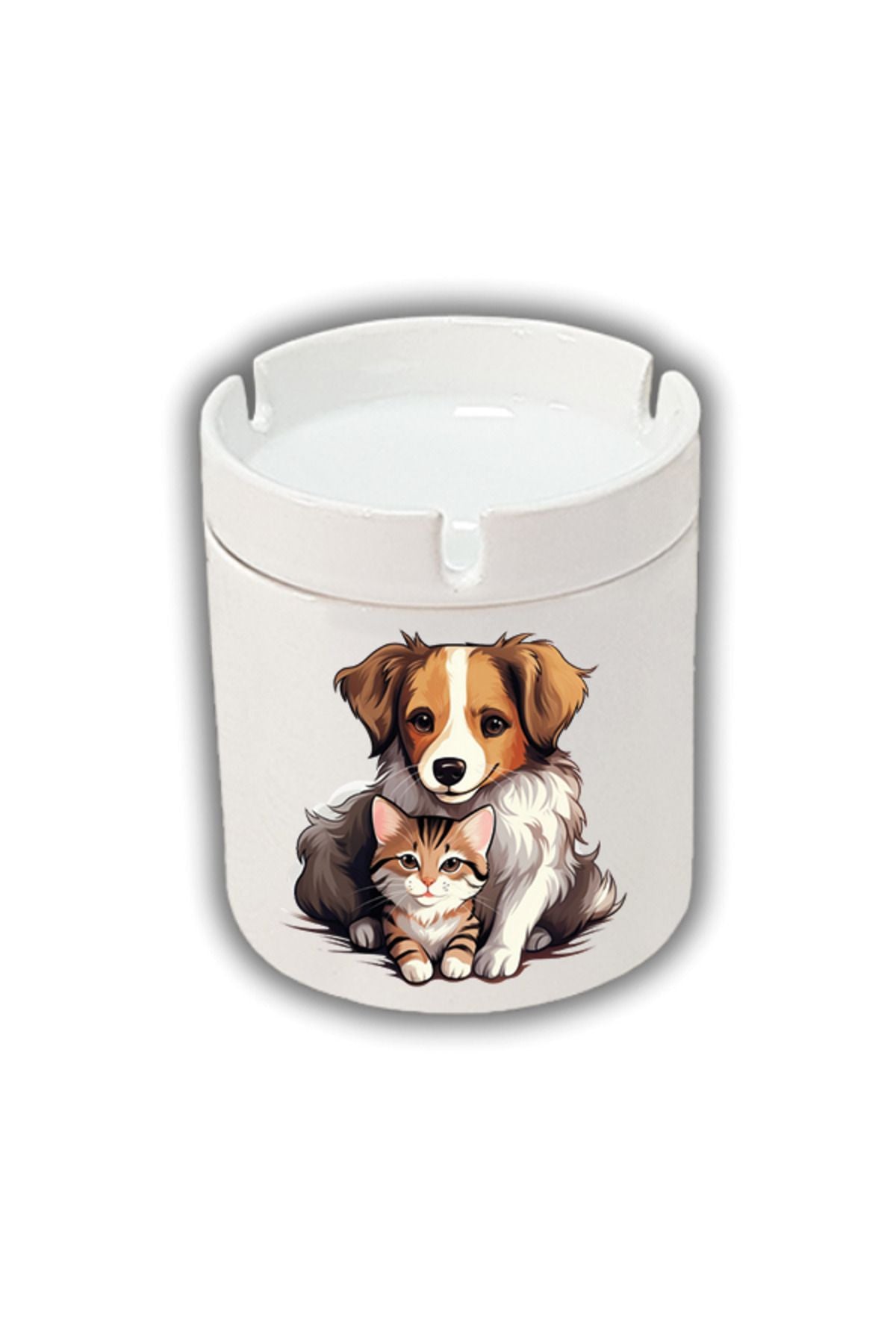 Kedili ve Köpekli Küllük Kül Tablası