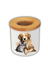 Kedi ve Köpek Dostluğu Baskılı Kalemlik Kalem Kutusu