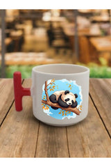 Panda Temalı Kahve Bardağı Seramik Kupa - Seramik Çay, Kahve Hediyelik Bardağı