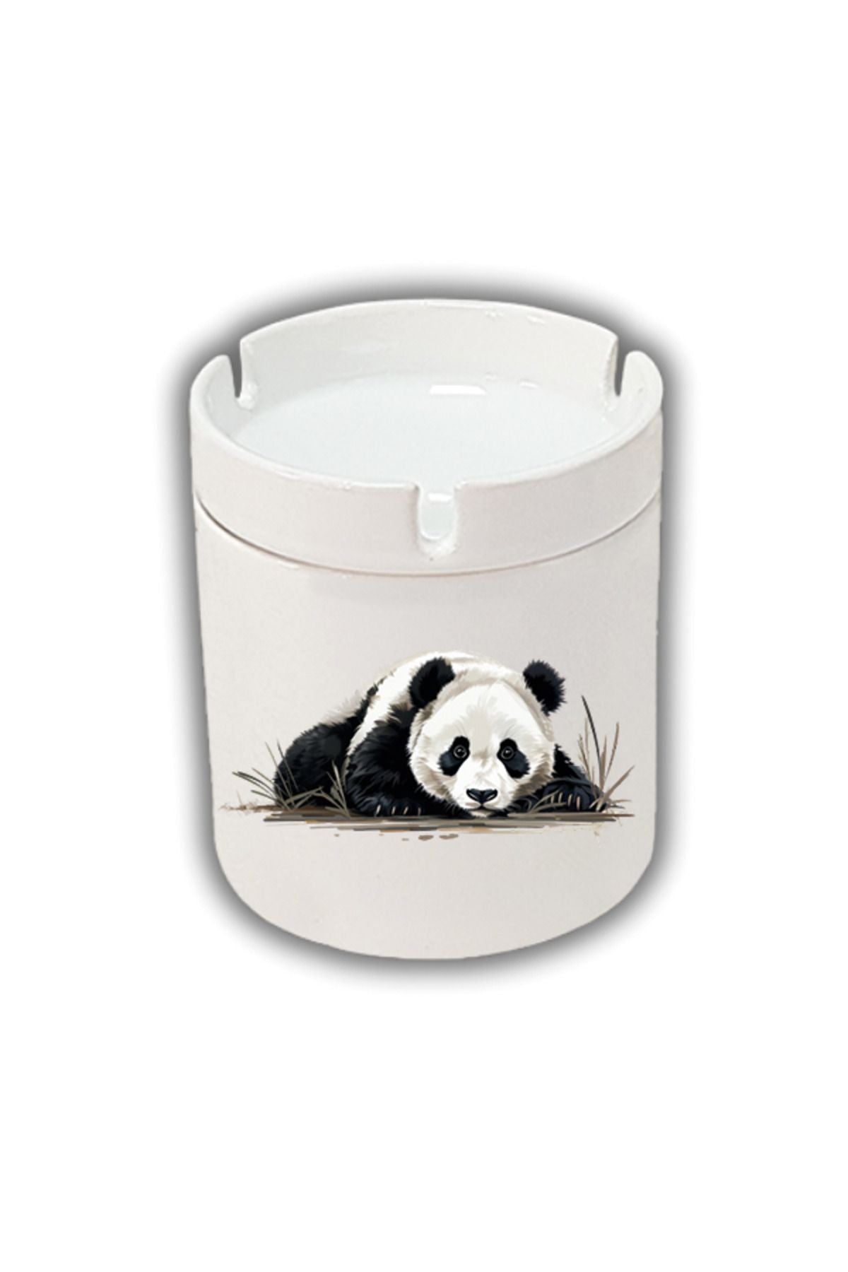 Yerde Uzanan Panda Baskılı Küllük Kül Tablası