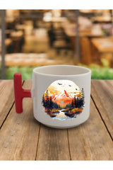 Doğa Görselli Kahve Kupa Bardağı Seramik Kupa - Seramik Çay, Kahve Hediyelik Bardağı