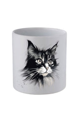 Siyah Kedi Baskılı Kulpsuz Kupa Bardak - Hediye Kahve Kupası, Su Bardağı