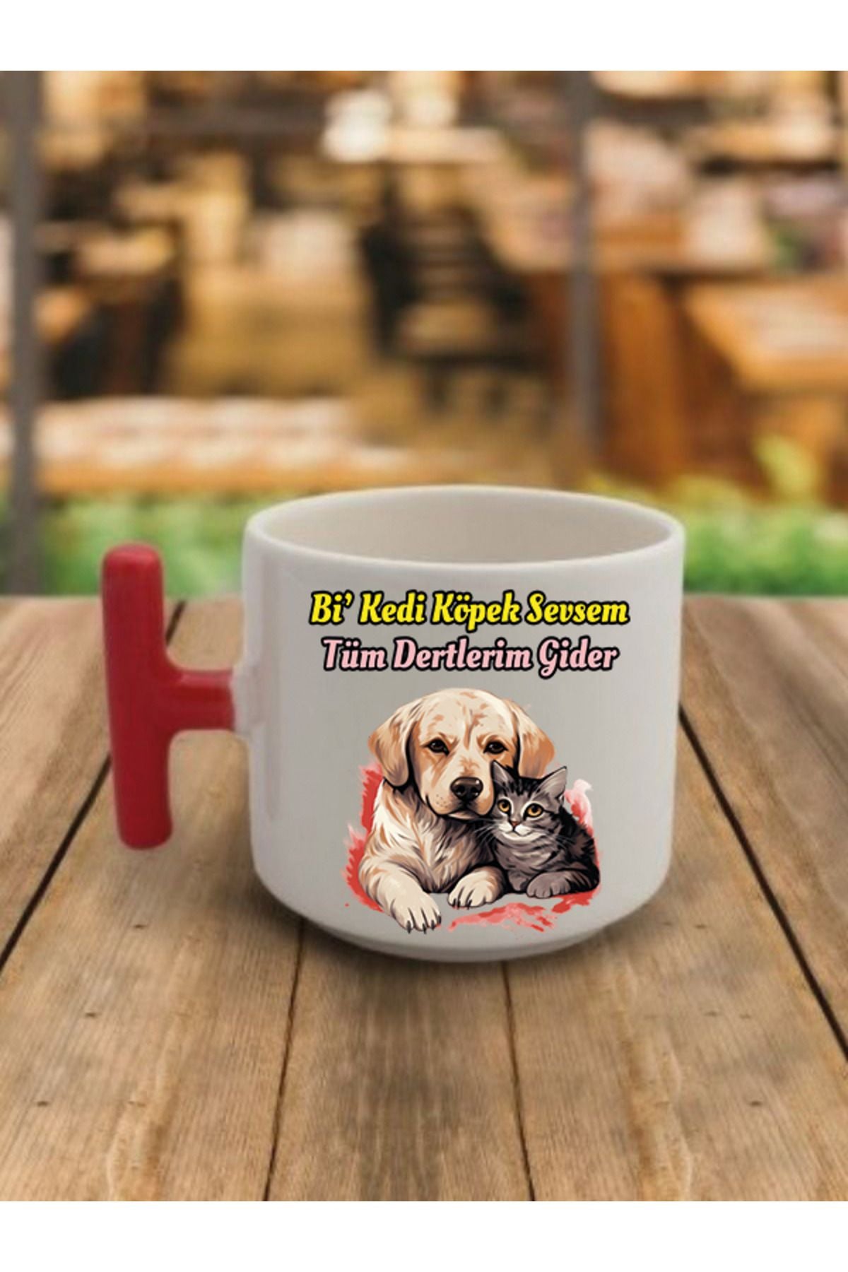 Bi Kedi Köpek Sevsem Tüm Dertlerim Gidecek Kahve Bardağı Kupa Bardak