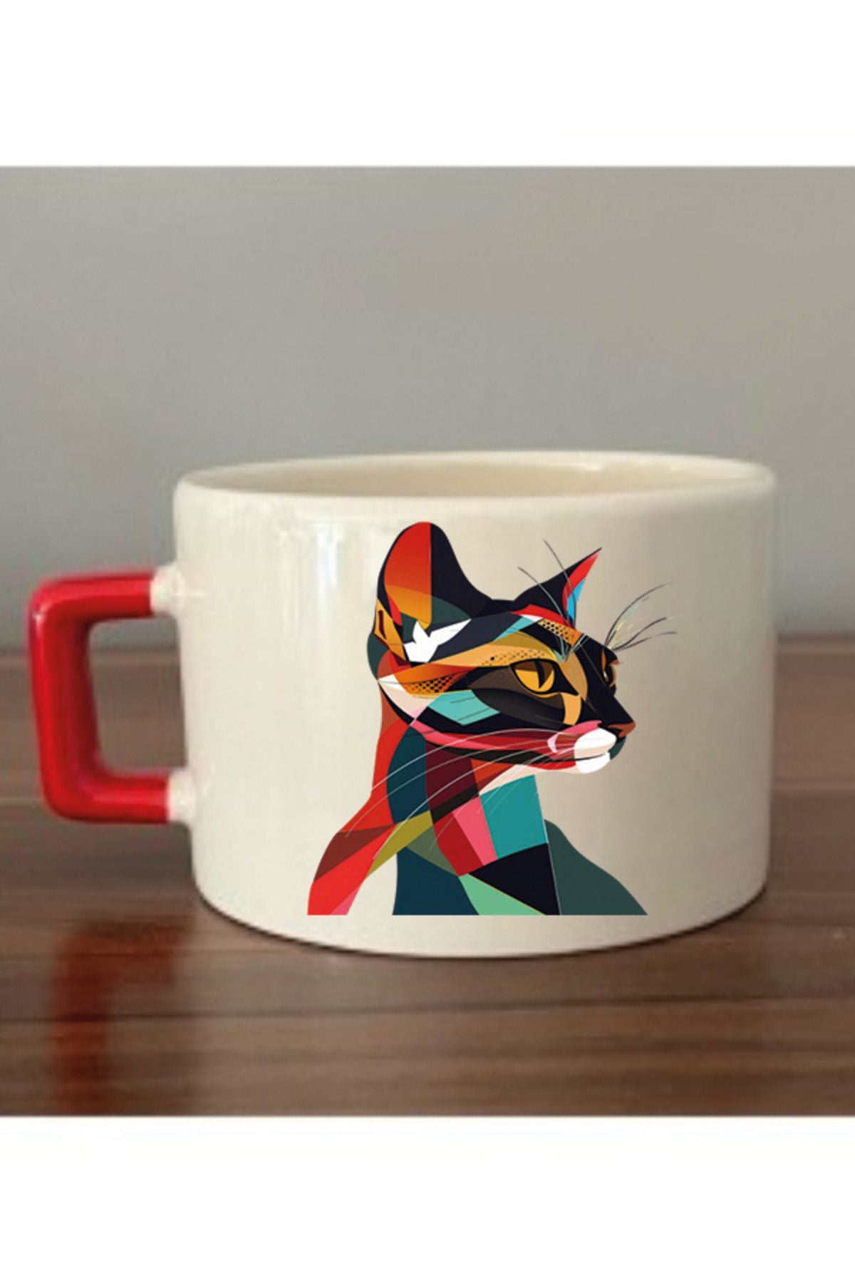 Modern Kedi Temalı Fincan Kupa Bardak - Seramik Çay, Kahve Hediyelik Bardağı