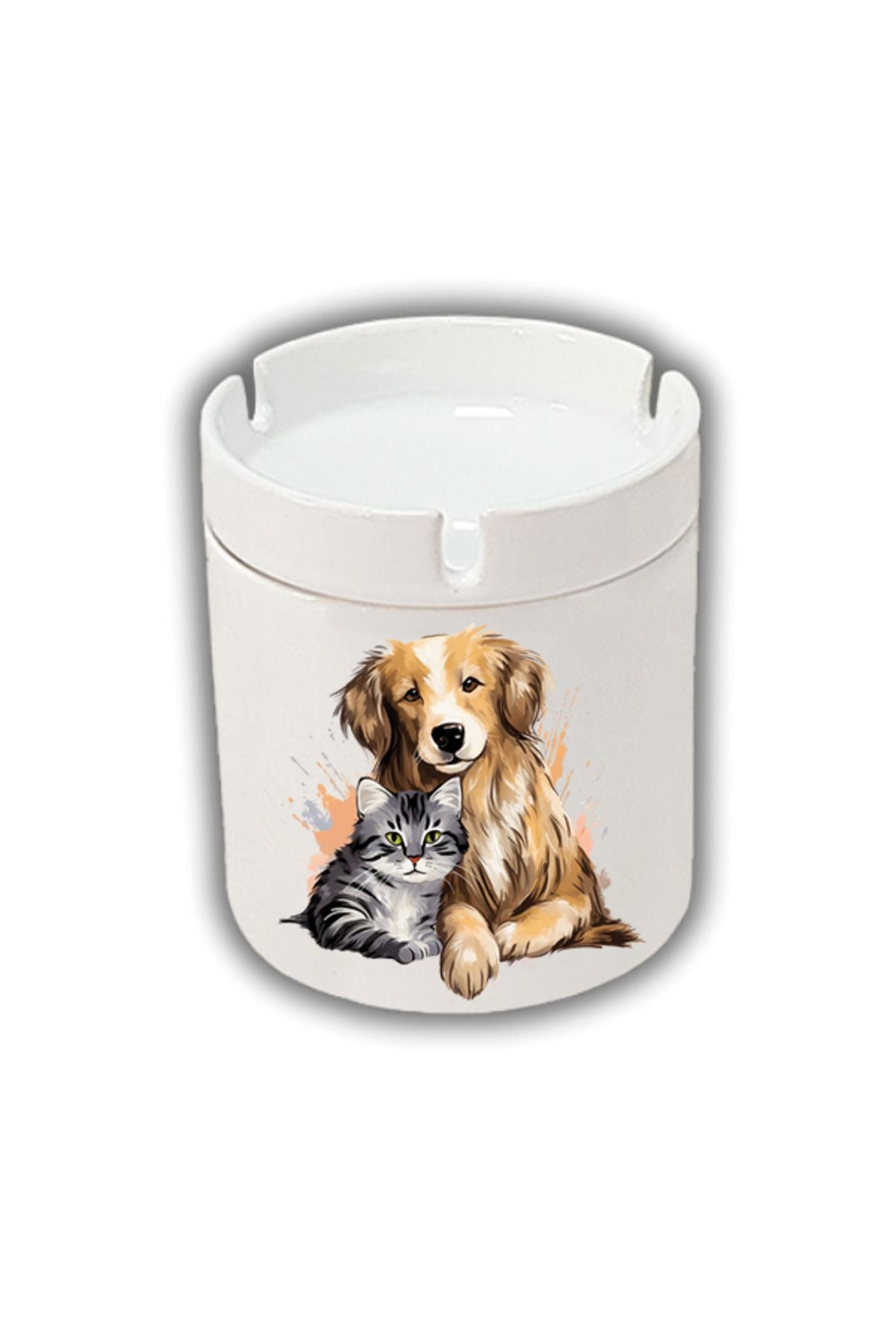 Kedi Köpek Sarılan Baskılı Küllük Kül Tablası