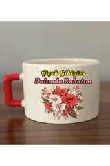 Çiçek Gibiyim Dalımda Rahatım Fincan Kupa Bardak - Seramik Çay, Kahve Hediyelik Bardağı