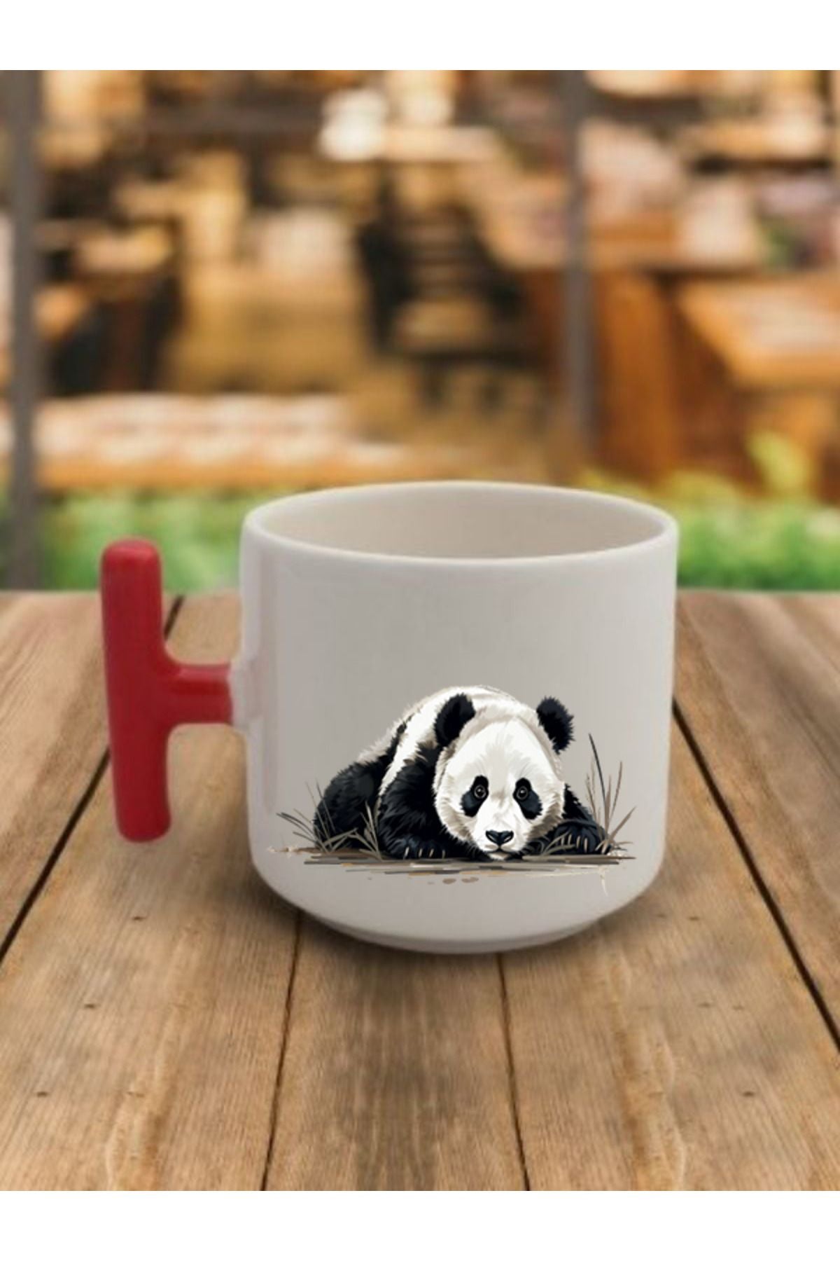 Panda Temalı Kahve Bardağı Seramik Kupa - Seramik Çay, Kahve Hediyelik Bardağı