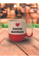 Canım Kankam Yazılı Kırmızı Tabanlı Hediyelik Kupa Bardak - Seramik Çay, Kahve Hediyelik Bardağı