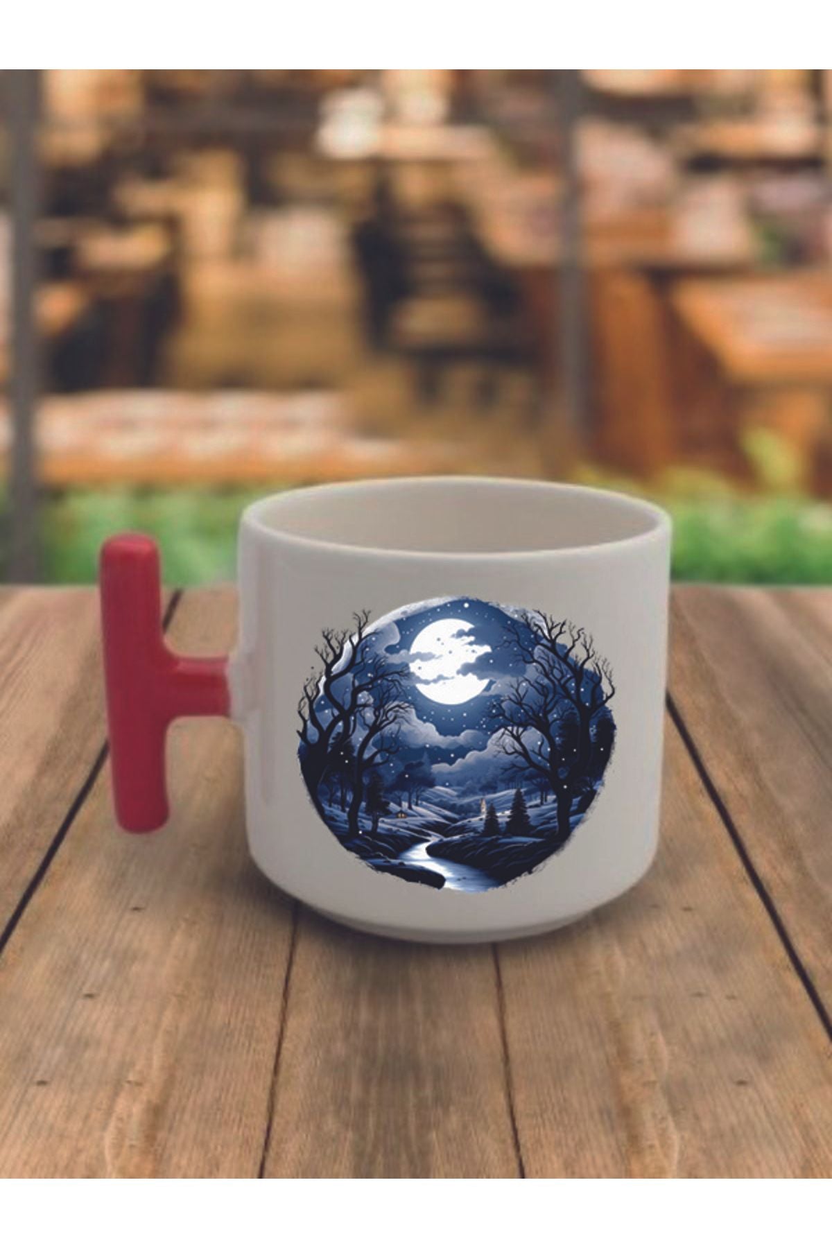 Gece Doğa Temalı Kahve Bardağı Kupa Bardak - Seramik Çay, Kahve Hediyelik Bardağı