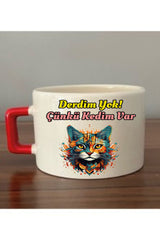 Derdim Yok Çünkü Kedim Var Fincan Kupa Bardak - Seramik Çay, Kahve Hediyelik Bardağı