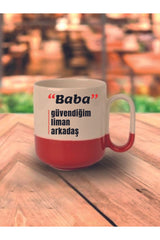 Babaya Hediyelik Kırmızı Tabanlı Kupa Bardak