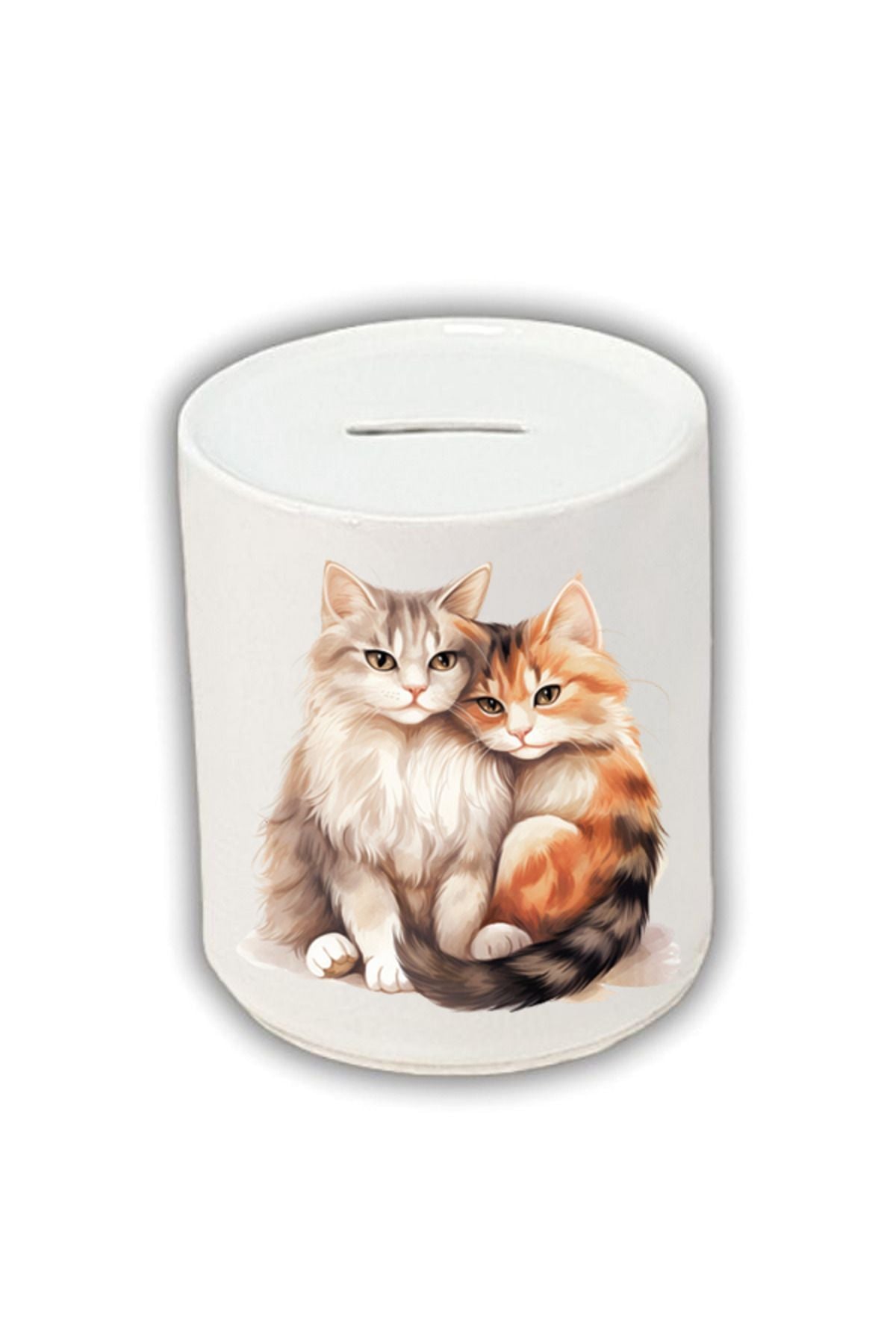 İkili Kedi Baskılı Kumbara - Para Biriktirme Kumbarası