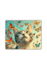 Kedi ve Kelebekler Baskılı Mouse Pad 18x22 cm