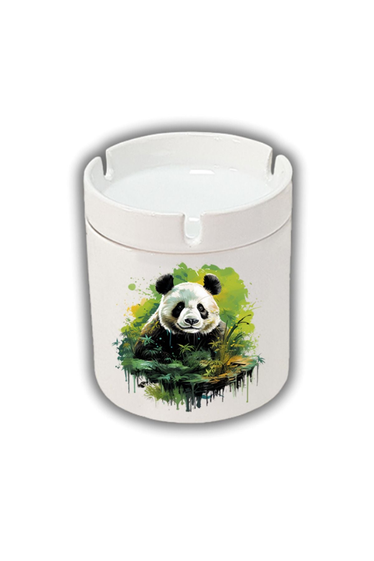 Yeşillikler Arasında Panda Baskılı Küllük Kül Tablası