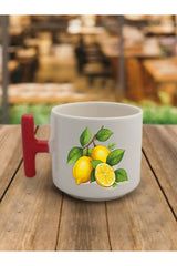 Limon Temalı Kahve Bardağı Kupa Bardak - Seramik Çay, Kahve Hediyelik Bardağı