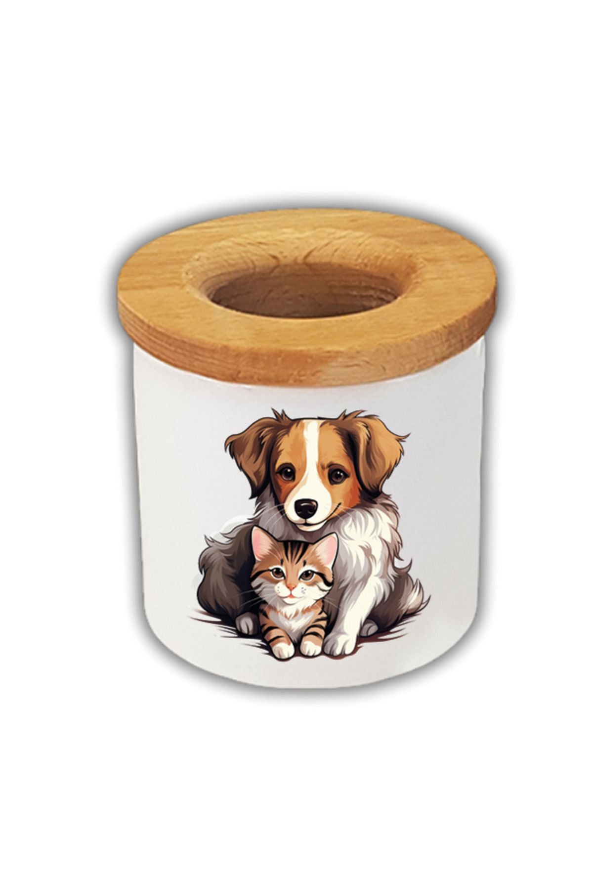 Kedi Köpek Sarılması Temalı Kalemlik Kalem Kutusu