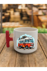 Karavan Ve Tatil Görselli Kahve Bardağı - Seramik Çay, Kahve Hediyelik Bardağı